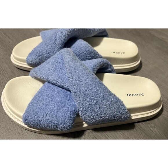 Anthropologie Maeve Womens 6 Sandals Sky Blue Terry Slide - Picture 5 of 7
